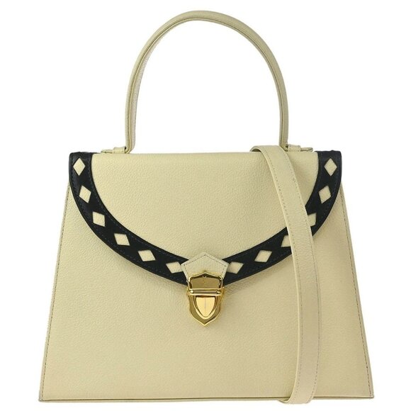 Yves Saint Laurent White Navy Leather 2way Handbag - Picture 1 of 10